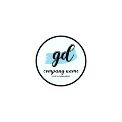 GD Initial handwriting logo template vector
