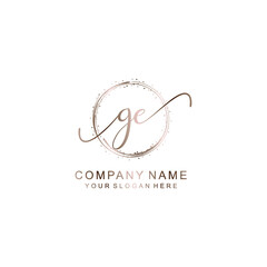 GE Initial handwriting logo template vector
