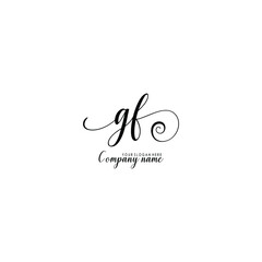 GF Initial handwriting logo template vector
