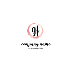 GF Initial handwriting logo template vector
