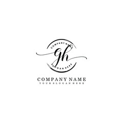 GH Initial handwriting logo template vector
