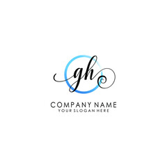 GH Initial handwriting logo template vector
