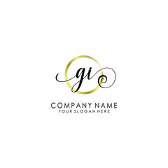 GI Initial handwriting logo template vector
