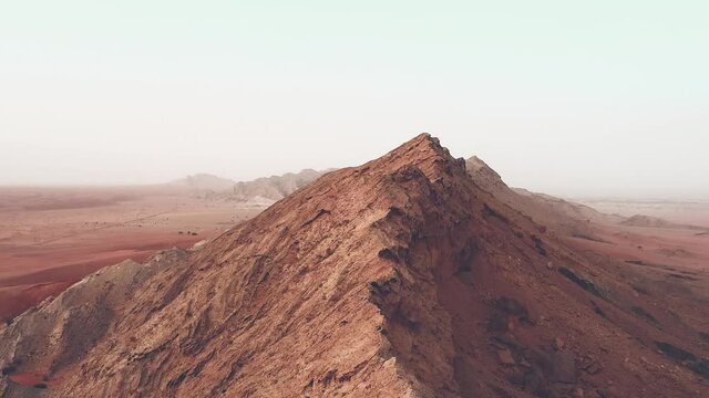 4K Drone Footage, Aerial view of Fossil Rocks in Meliha Desert with Sand Ripples, Geological Landscape of Sand Dunes Desert in United Arab Emirates, Drone Videos
