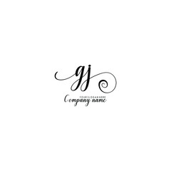 GJ Initial handwriting logo template vector