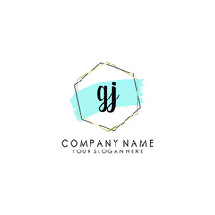 GJ Initial handwriting logo template vector