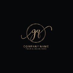 GQ Initial handwriting logo template vector