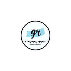 GR Initial handwriting logo template vector