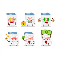 Bill paper cartoon character with cute emoticon bring money