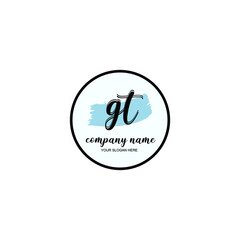 GT Initial handwriting logo template vector