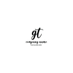 GT Initial handwriting logo template vector