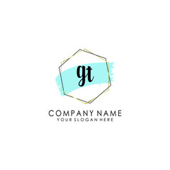 GT Initial handwriting logo template vector