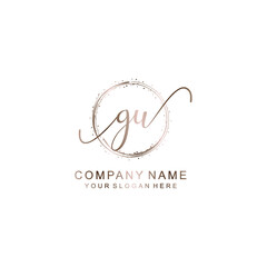 GU Initial handwriting logo template vector