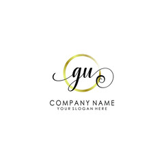 GU Initial handwriting logo template vector