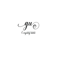 GU Initial handwriting logo template vector