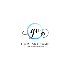 GV Initial handwriting logo template vector