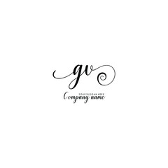 GV Initial handwriting logo template vector