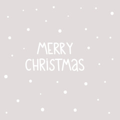Cute Christmas greeting card with with lettering Merry Christmas and snowflakes. Vector Christmas illustration.