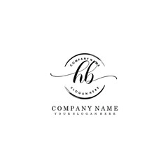 HB Initial handwriting logo template vector