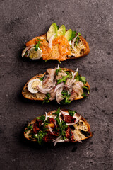 Delicious Bruschetta. Traditional italian cuisine appetizer. Food and menu concept.