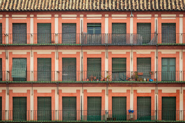 Windows of The Plaza de la Corredera square, Cordoba, Spain