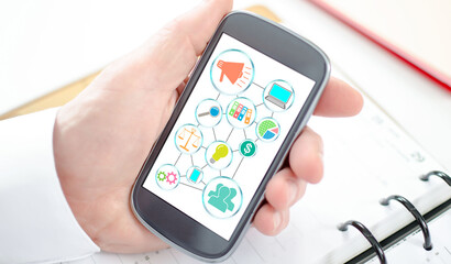 Business strategy concept on a smartphone