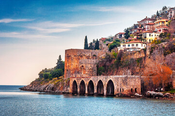 Ottoman shipyard and The castle view Alanya Town of Turkey