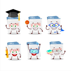 School student of bill paper cartoon character with various expressions