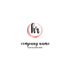 HR Initial handwriting logo template vector