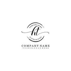 HT Initial handwriting logo template vector