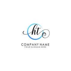 HT Initial handwriting logo template vector