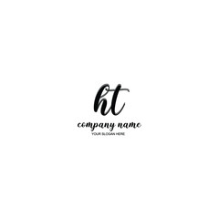 HT Initial handwriting logo template vector