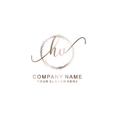 Obraz premium HV Initial handwriting logo template vector