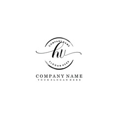 HV Initial handwriting logo template vector