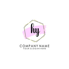 HY Initial handwriting logo template vector