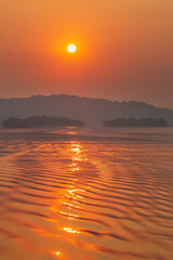 Beautiful Sunset View at Namngum Dam Reservoir, Vientiane, LAOS