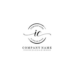 IC Initial handwriting logo template vector