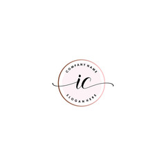 IC Initial handwriting logo template vector