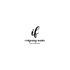 IF Initial handwriting logo template vector