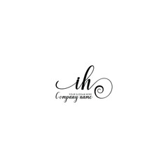 IH Initial handwriting logo template vector