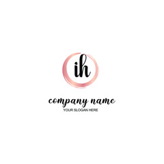 IH Initial handwriting logo template vector