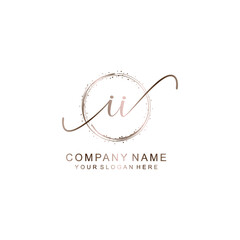 II Initial handwriting logo template vector