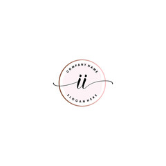 II Initial handwriting logo template vector