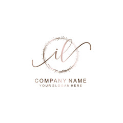 IL Initial handwriting logo template vector