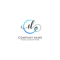 IL Initial handwriting logo template vector