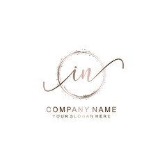 IN Initial handwriting logo template vector