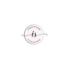 IS Initial handwriting logo template vector