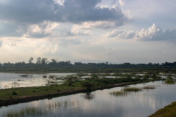 sunset over the river