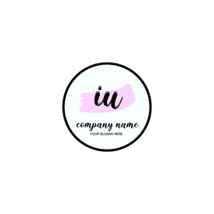 IU Initial handwriting logo template vector