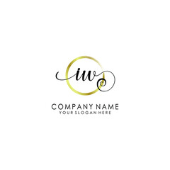 IW Initial handwriting logo template vector